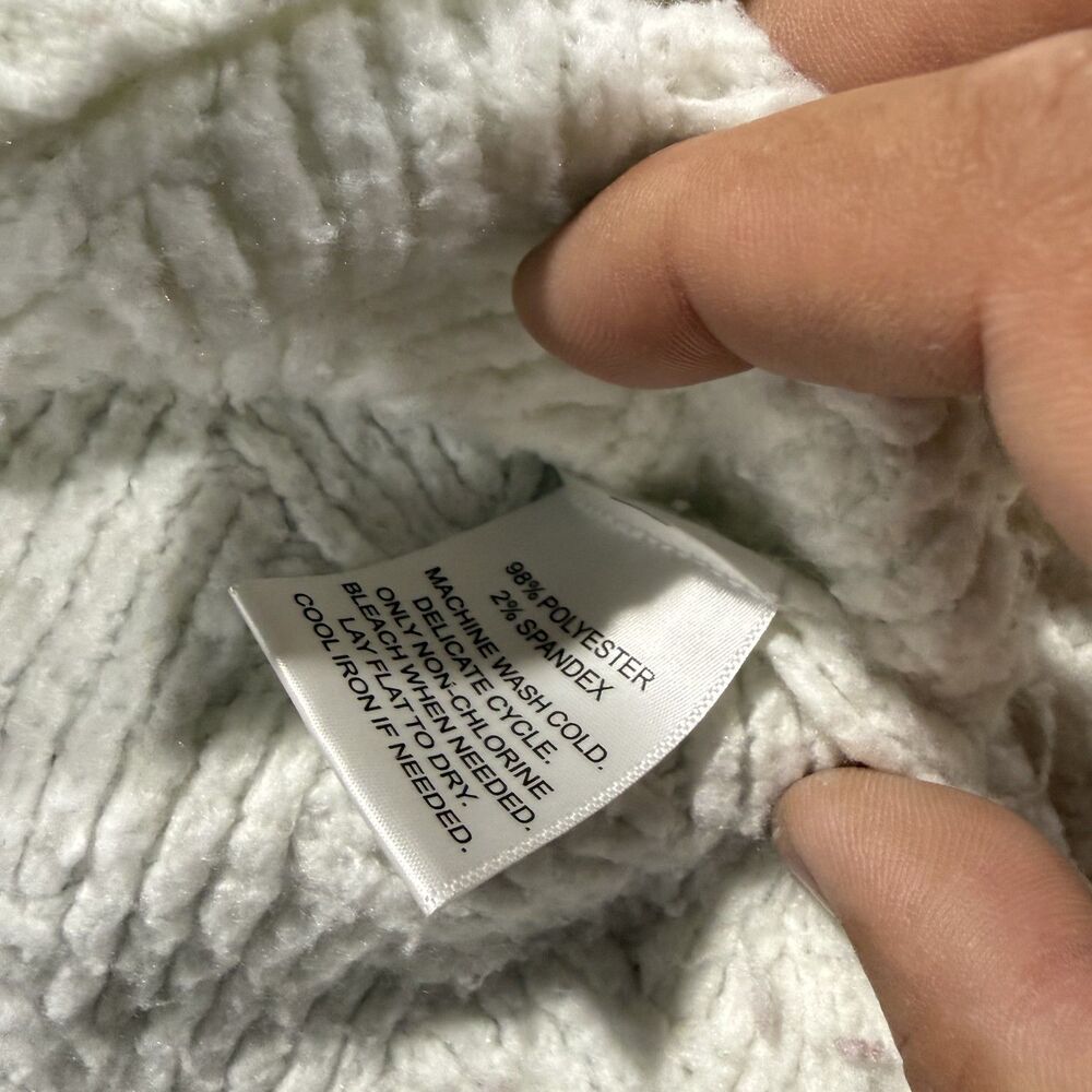 CALLIGRAPHIE Cream Textured Knit Mock Neck Sweater Small - Picture 7 of 8
